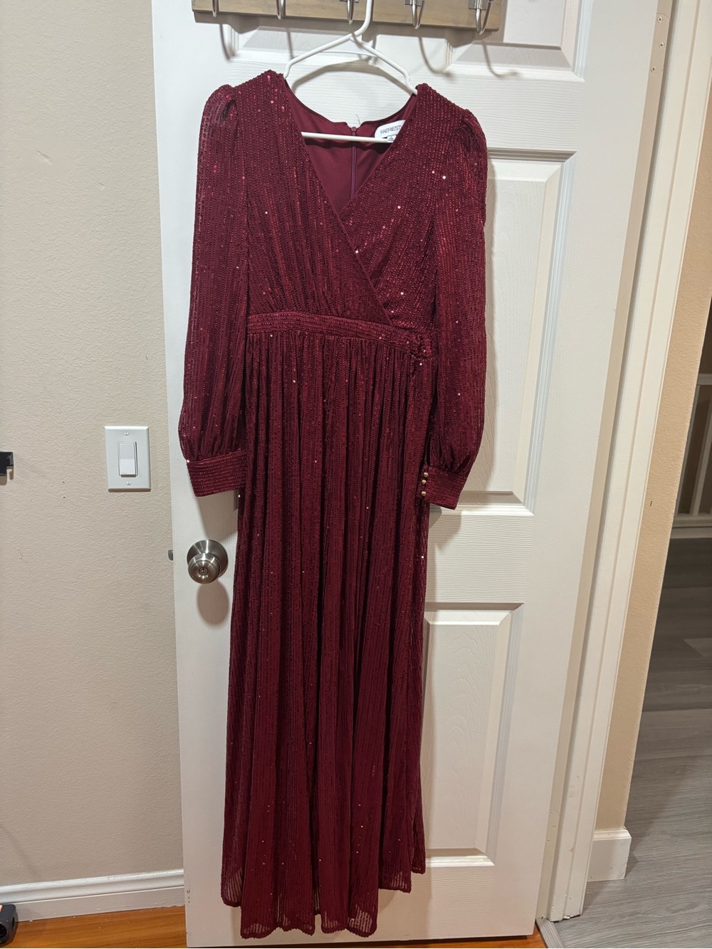 Faeriesty Red Sequin V-Neck Maxi Dress